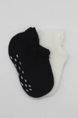 Eğitici Oyuncak Bistyle 2'Li Sneakers Kaymaz Basic Penye Çorap BS20103 Siyah Ekru - 3