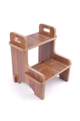 Ahşap Montessori Eğitici Kaymaz Çocuk Basamak-Tabure Banyo, Lavabo Merdiven Yükseltici - 1