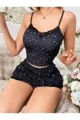 AmoraSecret AmoraSecret Yıldız Desenli Askılı Şortlu Pijama Takımı - 2