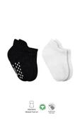 Eğitici Oyuncak Bistyle 2'Li Sneakers Kaymaz Basic Penye Çorap BS20103 Siyah Ekru - 1