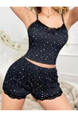 AmoraSecret AmoraSecret Yıldız Desenli Askılı Şortlu Pijama Takımı - 3