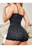 AmoraSecret AmoraSecret Yıldız Desenli Askılı Şortlu Pijama Takımı - 4