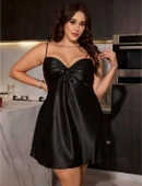 AmoraSecret AmoraSecret Büyük Beden Sİyah Saten Gecelik - 2