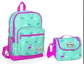 Coral High Flamingo Desenli Dört Bölmeli Okul Sırt Çantası & Beslenme Çantası - 1