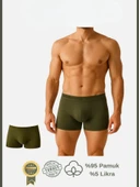 Amora Secret Pamuklu Düz Haki Renk Erkek Boxer - 1