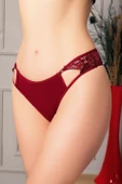 AmoraSecret AmoraSecret Bordo Bel Kısmı Dantelli Külot - 1