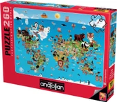 Anatolian 260 Parça Karikatür Dünya Haritası Puzzle thumbnail 2