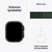 Apple Watch Ultra 2 GPS + Cellular 49mm Siyah Titanyum Kasa + Koyu Yeşil Alpine Loop - L - 3