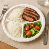 Ekolojik 26 Cm. 3 Bölmeli 24 Kişilik Parti Piknik Sofra Sunum Seti -Tabak Bardak Çatal Kaşık Takımı thumbnail 9