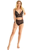 AmoraSecret AmoraSecret Siyah Transparan İnce Askılı Büstiyer Takımı - 3