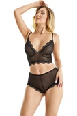 AmoraSecret AmoraSecret Siyah Transparan İnce Askılı Büstiyer Takımı - 1