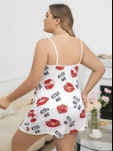 Amora Secret Büyük Beden Kiss Me Öpücük Desen Pamuklu Şortlu Pijama Takımı thumbnail 3