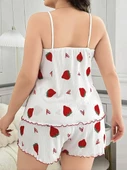 Amora Secret Büyük Beden Çilek Desen Pamuklu Şortlu Pijama Takımı thumbnail 4
