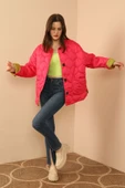 Jesica Kumaş  Soğan Desen Kapitone Kadın Mont-FUŞYA - 1