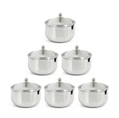 Omnisoft Tezel Paslanmaz Çelik Kapaklı Baharatlık Biberlik 6 Adet - 1