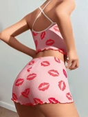 Amora Secret Pamuklu Kiss Öpücük Desen Pembe Şortlu Pijama Takımı - 3