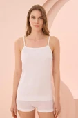 AmoraSecret AmoraSecret İp Askılı Beyaz Ribana Atlet - 2
