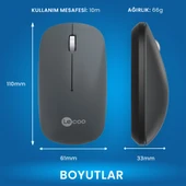 Lecoo WS214 Kablosuz 1200DPI 3 Tuşlu Optik Mouse Gri - 4