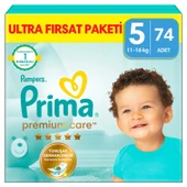 Prima Bebek Bezi Premium Care 5 Beden Junior Ultra Fırsat Paketi 11-16 kg 74 Adet - 1