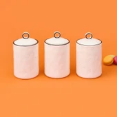 3'lü Porselen Baharatlık Seti - Beyaz / Siyah - 3