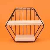 Dekoratif Altıgen Raf - Siyah - 30 cm thumbnail 1