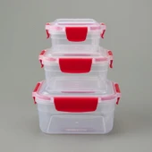 3'lü Kare Kilitli Saklama Kabı - Asorti - 3