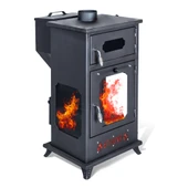 Etinova Eti-B8 Büyük Üç Tarafı Camlı Fırınlı Odun ve Pelet yakan Şömine Tipi Soba - 1