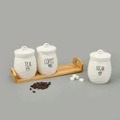 Kitchen 3'lü Seramik Baharatlık Seti - Beyaz thumbnail 2