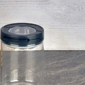 Vakumlu Cam Kavanoz - Şeffaf / Siyah - 400 ml thumbnail 2