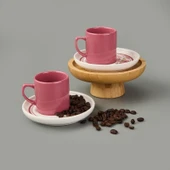 Kitchen Flowery Nordic 4 Parça Kahve Fincanı - Mürdüm - 110 ml thumbnail 2