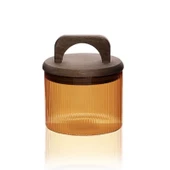 Mia Akasya Kulplu Cam Kavanoz - Amber - 350 ml thumbnail 3