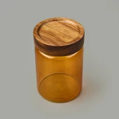 Mia Akasya Yuvarlak Cam Kavanoz - Amber - 850 ml thumbnail 3