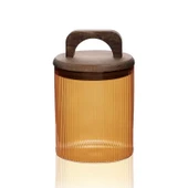 Mia Akasya Kulplu Cam Kavanoz - Amber - 700 ml thumbnail 3