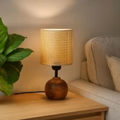 Lighting Simena Ahşap Abajur - Kahverengi / Ceviz - 36x15x15 cm thumbnail 1