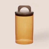 Mia Akasya Kulplu Cam Kavanoz - Amber - 1 lt thumbnail 1