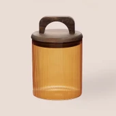 Mia Akasya Kulplu Cam Kavanoz - Amber - 700 ml thumbnail 2