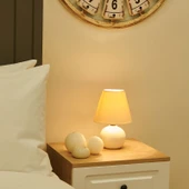 Luce 12'lik Top Abajur Küçük Seramik - Beyaz / Krem thumbnail 1