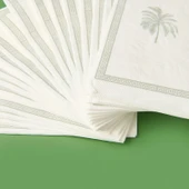 Kitchen 20'li Palmiye Desen Peçete - Gri / Beyaz - 16x8 cm thumbnail 3