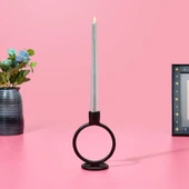 Circle Şamdan - Siyah - 11,5x7,5x15 cm thumbnail 1