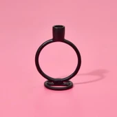 Circle Şamdan - Siyah - 11,5x7,5x15 cm thumbnail 2