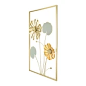 Deco Gerbera Metal Tablo - Altın / Gri - 40x60 cm thumbnail 2