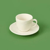 Porselen 12 Parça Kahve Fincan Seti - Beyaz thumbnail 3