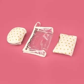 Gold Detaylı 3'lü PVC Kozmetik Çantası - Beyaz / Altın thumbnail 1