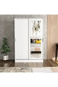TUMBLERA Berceste Beyaz 2 Sürgü Kapaklı Aynalı 10 Bölmeli Dolap Gardırop - 3