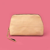 Hasır Görünümlü PVC Kozmetik Çantası - Bej - 16x23 cm thumbnail 1