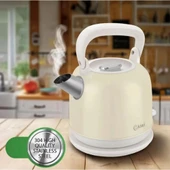 KK-3340W Paslanmaz Çelik Retro Su Isıtıcı Kettle Krem 2,2Lt - 2