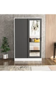 TUMBLERA Berceste Antrasit Beyaz 2 Sürgü Kapaklı Aynalı 10 Bölmeli Dolap Gardırop - 3