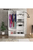 TUMBLERA Berceste Beyaz 2 Sürgü Kapaklı Aynalı 10 Bölmeli Dolap Gardırop - 10