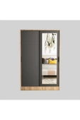 TUMBLERA Berceste Antrasit Atlantik Çam 2 Sürgü Kapaklı Aynalı 8 Bölmeli Dolap Gardırop - 6