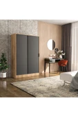 TUMBLERA Berceste Antrasit Atlantik Çam 2 Sürgü Kapaklı 8 Bölmeli Dolap Gardırop - 2